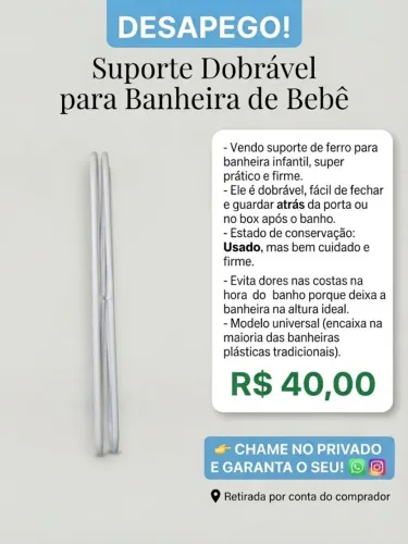 Suporte dobrável para banheira