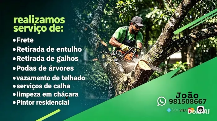 Podas de árvores, retirada de entulho e móveis velhos