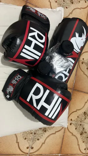 Kit Boxe Kickboxing Treino Rhino - Luva Boxe Bandagem Bucal