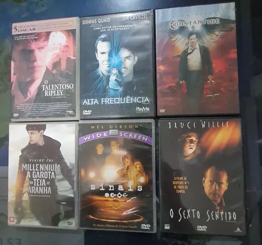 Kit de 6 filmes em DVDs originais/ o sexto sentido, sinais, alta frequência, Constantini