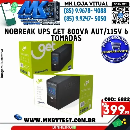 Nobreak UPS Get 800VA AUT115V 6 tomadas