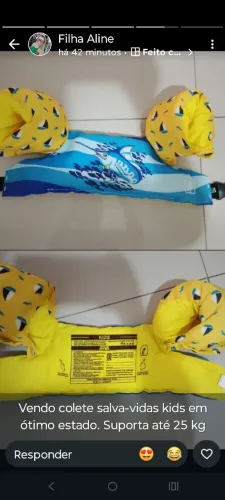 Vendendo a bicicleta seminova e uma boia de braço suporta até 25 kg