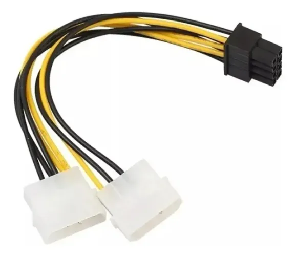 Kit 3 Cabos Adaptador Dual Molex P/ Pci-e 8 Pinos