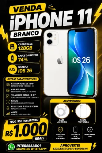 Vendo iPhone 11 branco 128gb