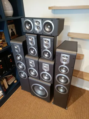 Caixas Acústicas JBL ES Conjunto 7.1 Home Theater, Torre Bookshelf Central Subwoofer LEIA: