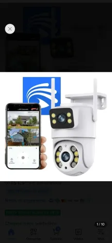 Câmera Dupla Lente 4K Wi-Fi 360° com Visão Ampla, Áudio e Detecção Humana, à Prova D'água
