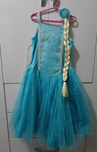 Fantasia l Frozen com  Trança TAM 4