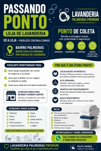 Passa loja de lavanderia no bairro palmeiras 