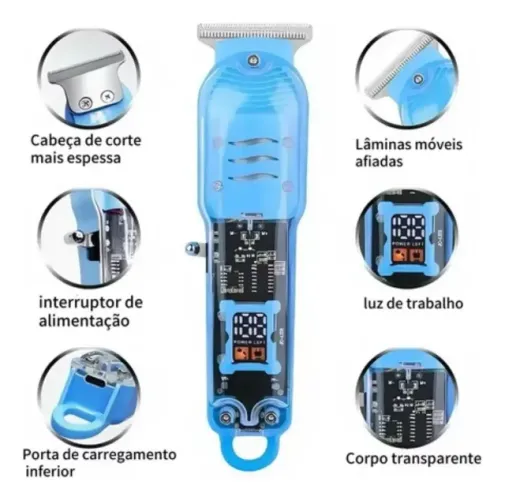 Máquina Cortar Cabelo COR SORTIDA Acabamento Profissional Baidi Transparente