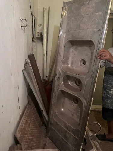Pia grande tripla em inox 