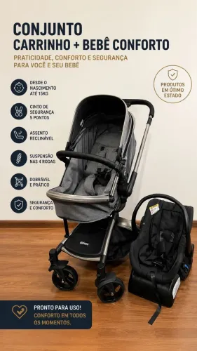 Carrinho Dzieco Vulkan 360 + Bebê Conforto + Base | Excelente estado