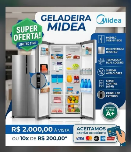 Vende geladeira midea side by side usada