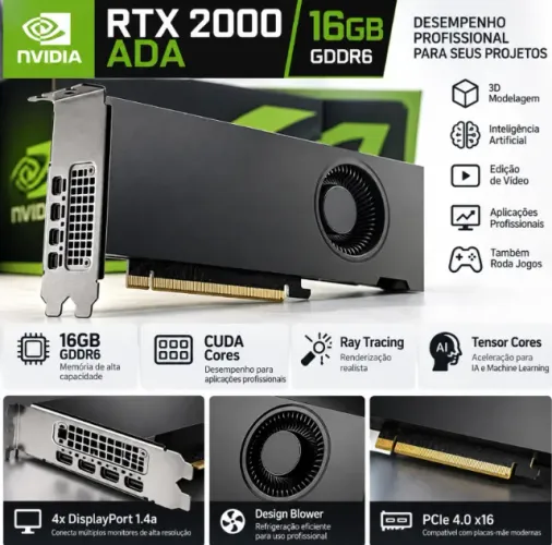Placa De Vídeo Quadro Rtx 2000 Ada Generation 16gb 128b