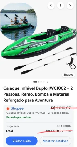Caiaque inflavel 2 pessoas pouco uso grátis dois coletes