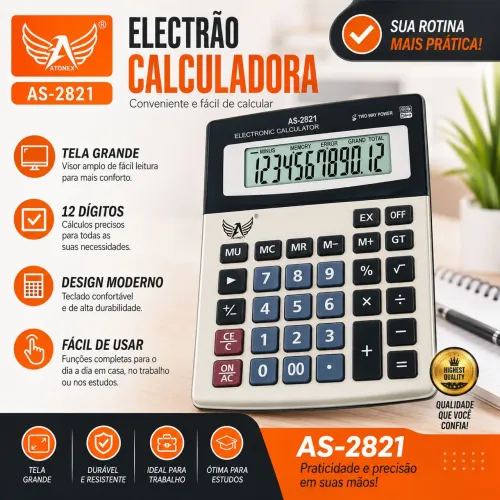 Calculadora 12 dígitos - As-1821