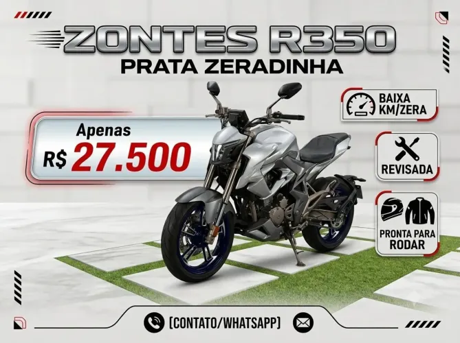 Zontes R350 prata, moto de viagem