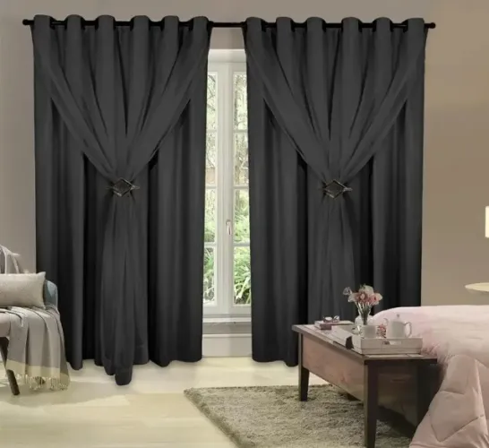 Cortina Nova Blackout com Voal + presilha 3,00x2,40