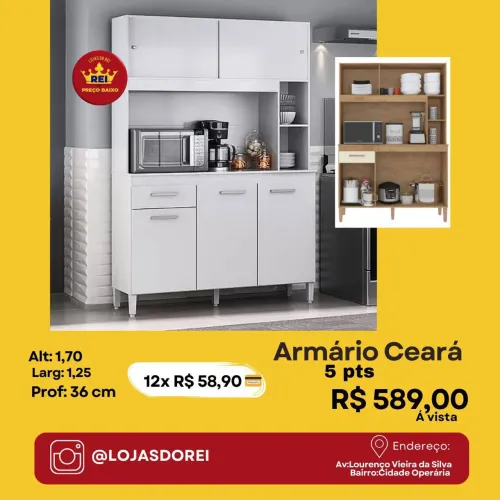 PROMOÇÃO URGENTE - Armário Ceará Cozinha 5 PORTAS por apenas 12x de R$58,90