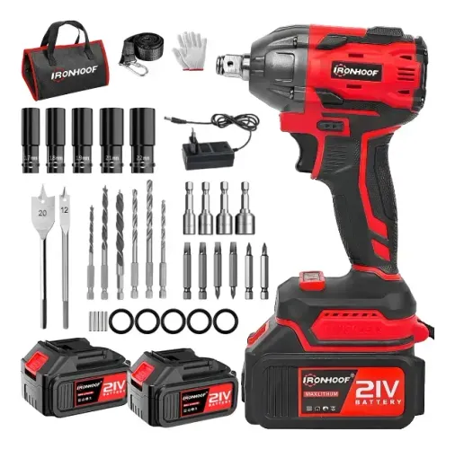 Chave De Impacto Brushless 21v Com 2 Baterias Sem Escova