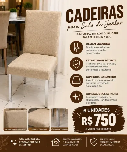 Conjunto 6 cadeiras