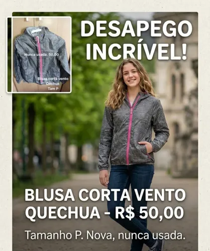 CASACO CORTA VENTO P QUÉCHUA- NOVO 