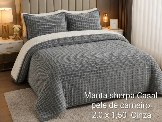 Manta sherpa de casal ( pele de carneiro )