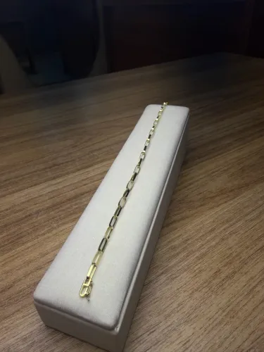 Pulseira tijolinho ouro 18k