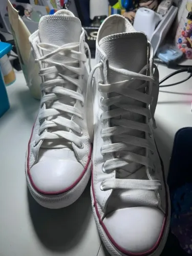 Converse All Star Couro Branco Cano Alto Original Tam 40