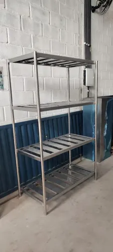 Estante Inox Câmara Fria 1,80m Reforçada 4 Prateleiras