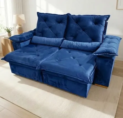 Sofá Retrátil Reclinável Capri Comfort 2,00 m Veludo Azul