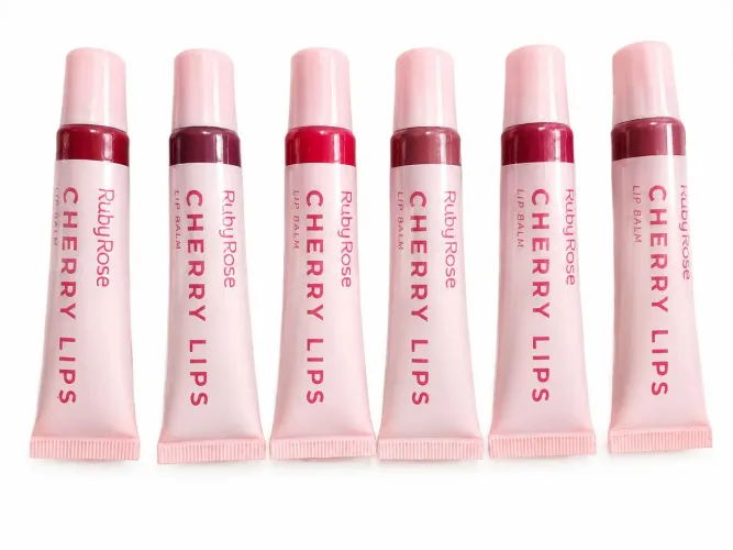 Kit com 6 lip balm cherry lips ruby rose