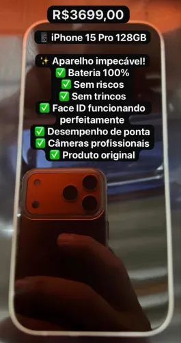* iPhone 15 Pro 128GB Bateria 100%