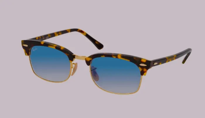 Óculos Ray-Ban Clubmaster Square Yellow Havana on Clear Gradient Blue 52-21