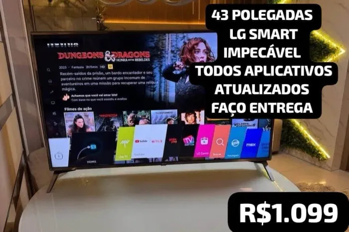 TELEVISÃO 43 POLEGADAS LG SMART TODOS APLICATIVOS ATUALIZADOS FAÇO ENTREGA SEM CUSTO