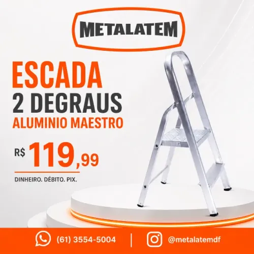 Escada de Alumínio 2 Degraus Maestro