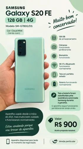 Samsung Galaxy S20 FE 128 GB 4G ? Cloud Mint (Verde-claro)