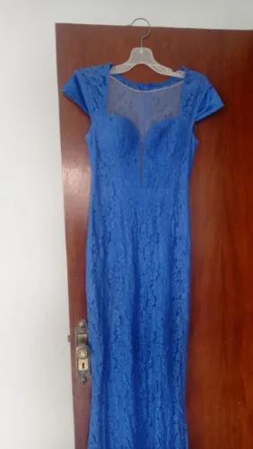 Vestido Azul Royal com Brilho Glitter