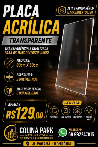 Placa em acrílico 80x50x3