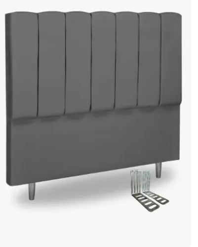 Cabeceira Estofada Para Cama Box Casal Carla 140cm Cinza Cor Cinza-escuro