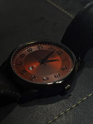 Relógio Technos masculino preto/vinho pulseira couro caixa de 44 mm