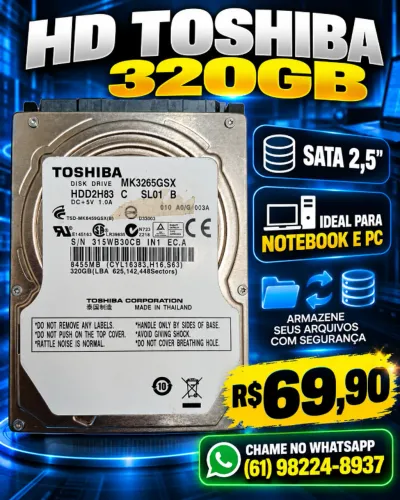 HD Toshiba - 320GB - sata 2,5 - para Notebook e PC