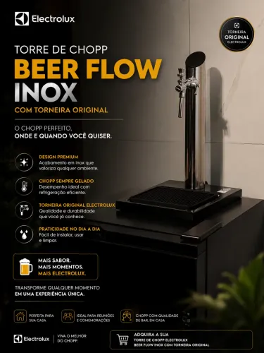 Torre de Chopp Electrolux Beer Flow Inox com Torneira Original