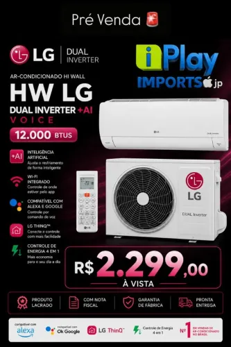 AR CONDICIONADO HW LG DUAL INVERTER +AI 12000 btus