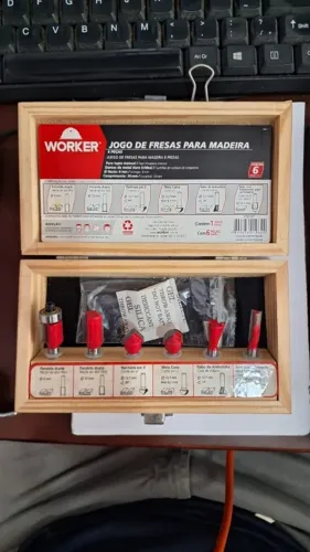 JOGO DE FRESAS PARA MADEIRA 6 PEÇAS WORKER 
