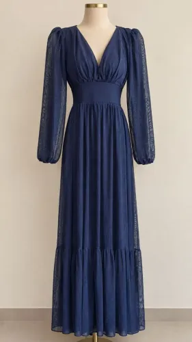 ? Vestido Longo Azul-Marinho | Elegante e Sofisticado