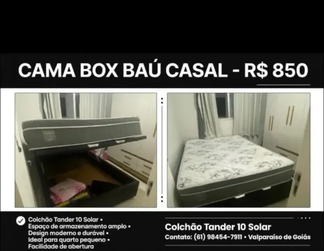 Cama Box Casal + Base baú