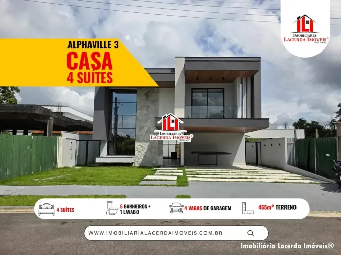 Casa Duplex  no Alphaville 3 com 4 Suítes sendo uma Master com Closet amplo Semimobiliada