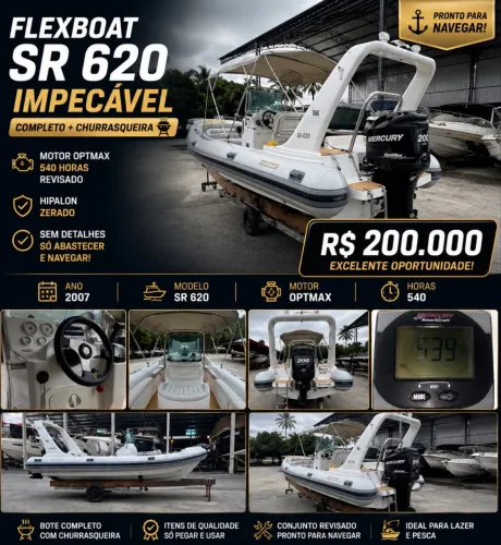 Flexboat SR 620 Impecável | Optmax (540h) | Hipalon Zerado + Completo