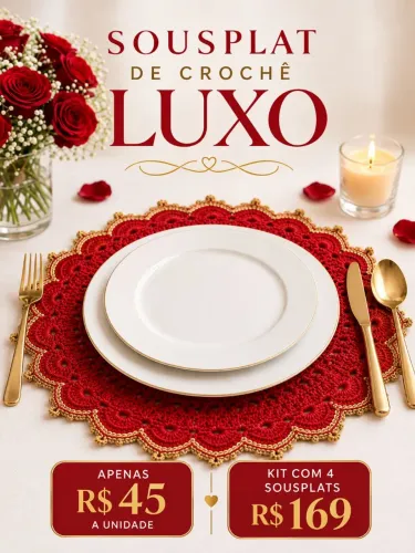 Sousplat de Crochê Luxo, unidade, 41cm, estruturado em fio 8