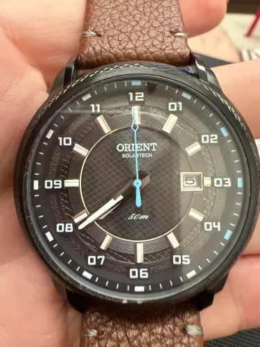 Relógio Orient Solartech pulseira em couro